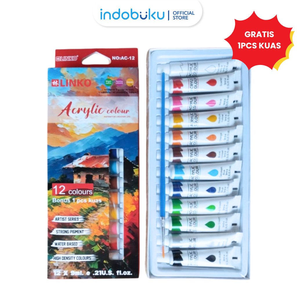 

Cat Acrylic Colour Cat Akrilik 12 Warna 9ML LINKO AC-12