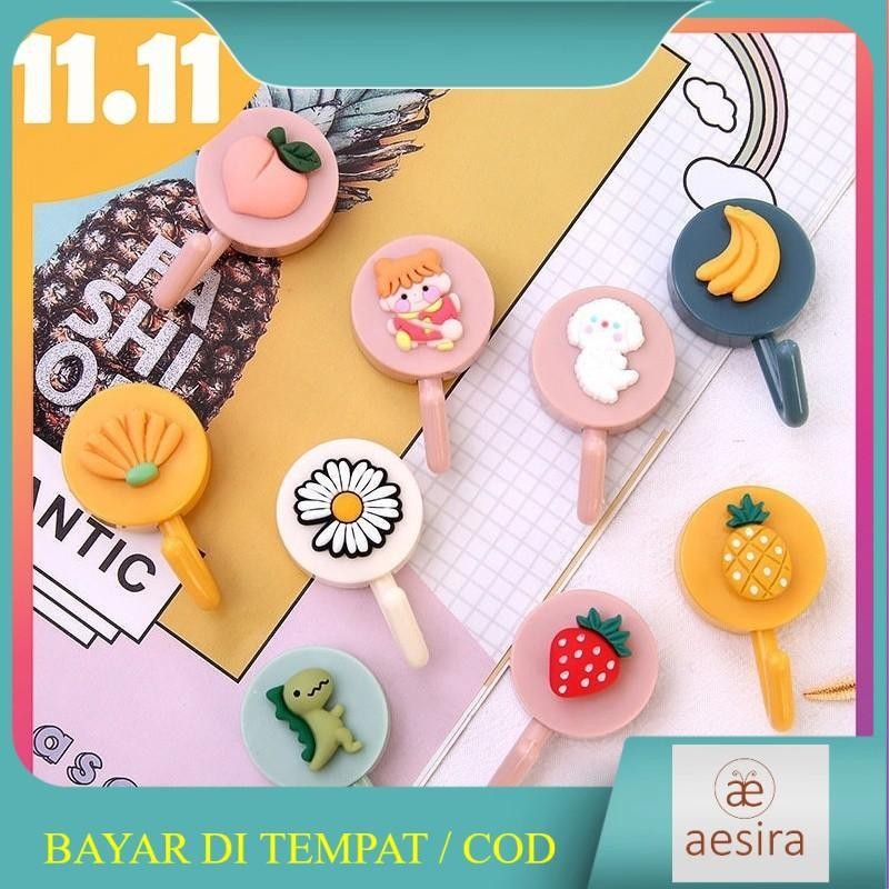 Gantungan dinding HOOK Dinding Karakter Tempel Lucu Serbaguna Kunci Baju Tas HP AD01