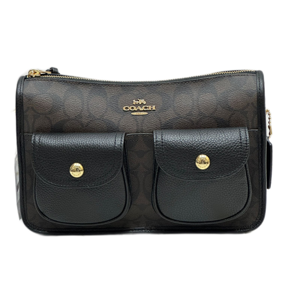 Coach Penny Crossbody Signature Brown Black