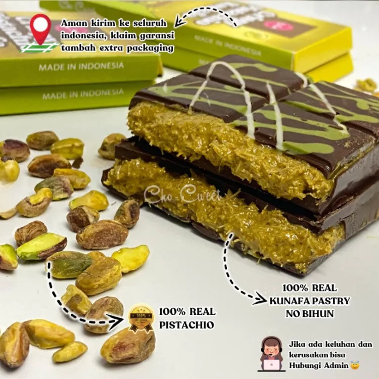 

⚡Barang spot+Kirim dalam 24 jam⚡Famous Dubai Chocolate/Original Dari Turki Cokelat Pistachio Kunafa/Halal Coklat/CHOCOLATE BAR CRISPY PISTACHIO