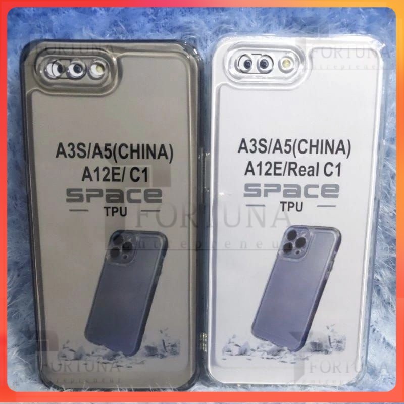casing Case Soft Case/Silikon bening Black hp Oppo A3S/A12E/C1 Casing bening clear + pelindung camer