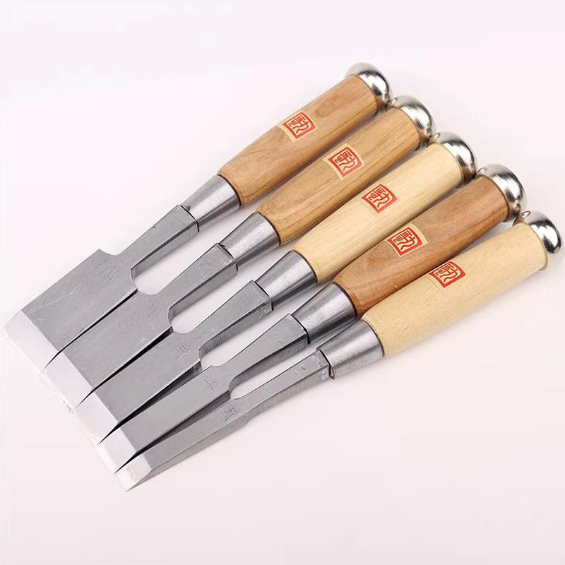 Woodworking Chisel with Ash Wood Handle and White Steel Hoop 10mm, 15mm, 20mm, 25mm, 30mm 5PC SET