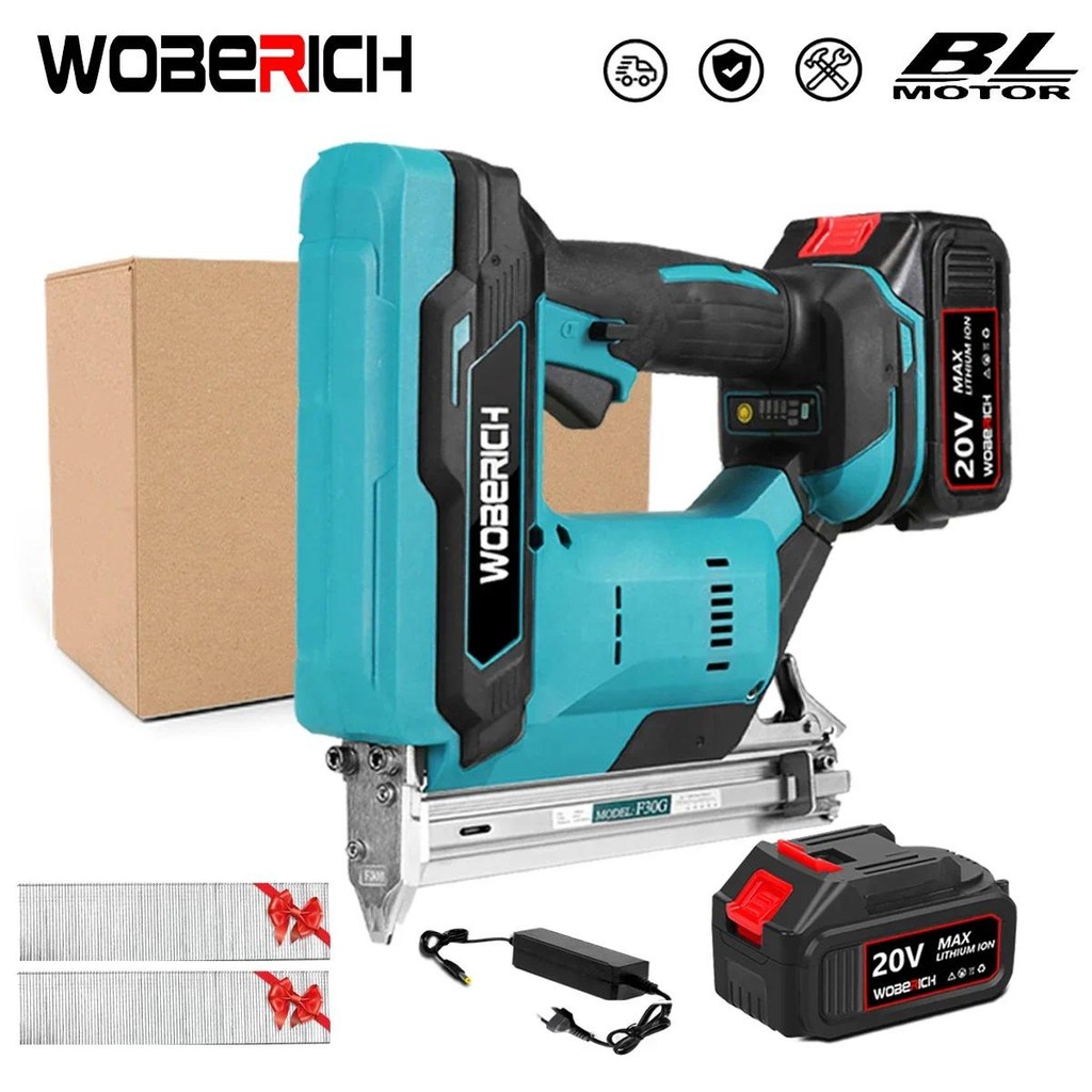 

Brushless Cordless F30 Electric concrete Nail Gun Stapler Nailer Woodworking+2 Set Nails Rechargeable For Makita 18V Battery