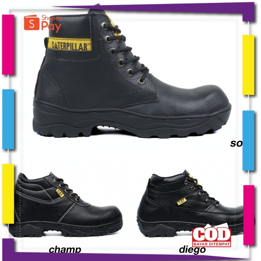 [PREMIUM ORIGINAL] Sepatu Safety Pria Boot Ujung Besi Cat sopi Septi Boots Proyek Kerja Lapangan Sef
