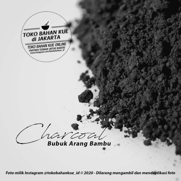 

Pure Charcoal Powder 100gr Bubuk Arang Bambu warna Hitam untuk makanan
