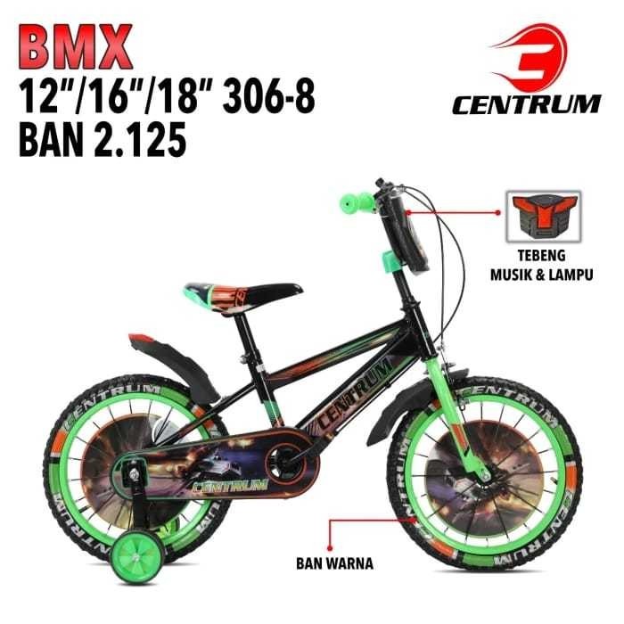 [FREE BEL] SEPEDA ANAK LAKI BMX UK 12/16/18 CENTRUM 306-8 TEBENG MUSIC DAN LAMPU