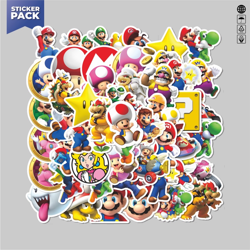

[100PCS]Stiker Pack Stiker Kartun Mario Bros Aesthetic Vinyl Anti Air Dekorasi Sticker Laptop Buku Journal Koper Helm Casing HP Gitar Helm Skateboard