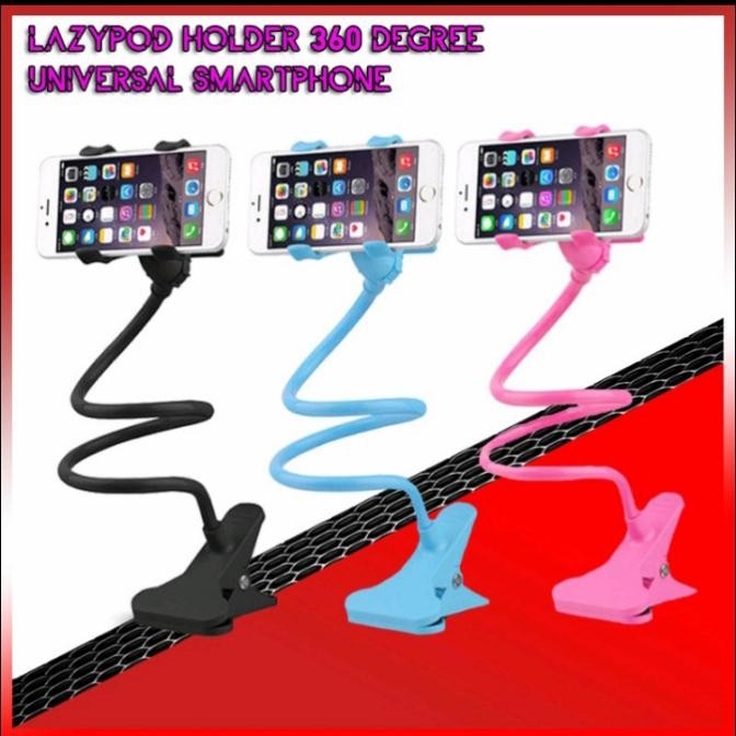 DIKARA Lazypod hp holder hp penyangga tempel hp jepit - Hitam