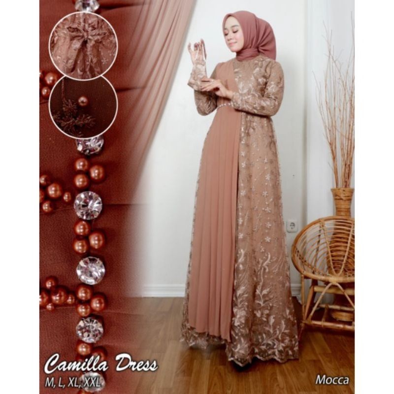 Gamis Brukat Terbaru Baju Wanita Jumbo Abaya Kebaya Dress Muslim  Camila Kamila Naila  Syari Remaja 