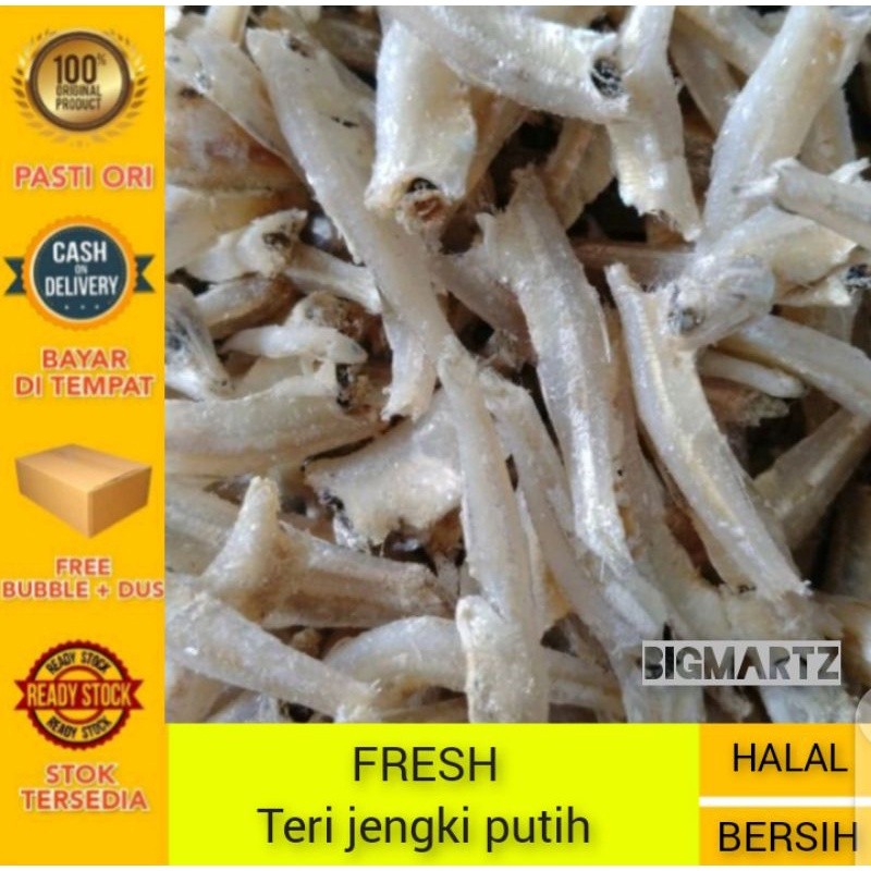 

Ikan Asin Teri Jengki Bulat Vip Tanpa Kepala 1kg / Jengki Putih Bersih / Teri Jengki Export