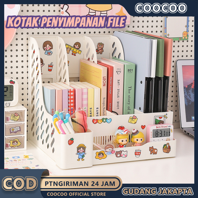 Rak Buku Minimalis Aesthetic Tempat/Multi-fungsi Buku Sekat Rak/Belajar Stationary Kit Rak Ins Minim