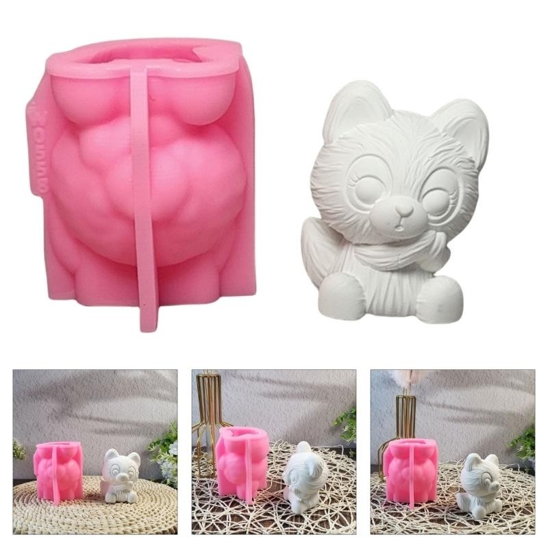 

Silicone Molds Animal Candle Molds 3D Foxes Plasters Molds Casting Molds Ornament Molds Craft Supply for Candle Making Y5GB