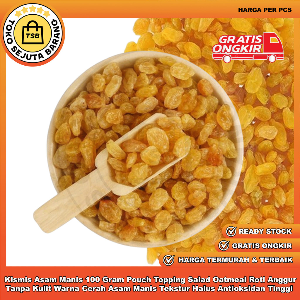 

Kismis Asam Manis 100 Gram Pouch Topping Salad Oatmeal Roti Anggur Kering Tanpa Kulit Warna Cokelat Rasa Unik Asam Manis Tekstur Halus Antioksidan Tinggi Dried Raisin Tanpa Gula Tambahan Puding Kue XDES Granola Yogurt Sereal