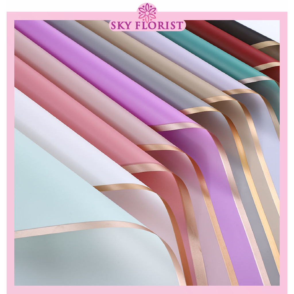 

PROMO!20 Lembar Flower Wrapping Paper Varian List Gold Emas Kertas Buket Bunga Cellophane Florist Goldline KB10READY