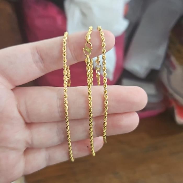 Gelang tambang tipis 1 gram 1 gr kuning emas asli 9k 420 40% 17 cm