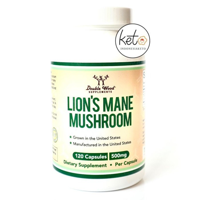 

Double Wood Organic Lion's Mane Mushroom Nootropic , Suplement Otak Saraf , Nerve 120 Capsules