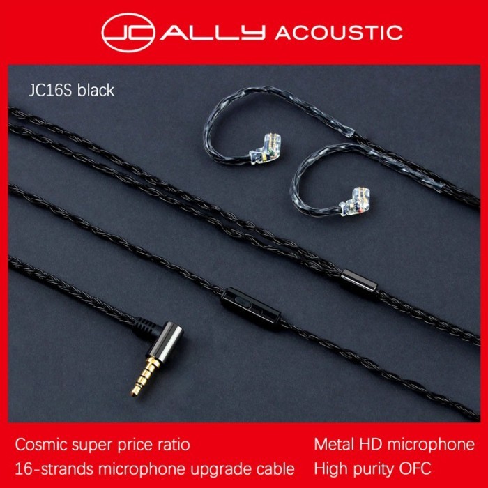 ✨LARIS✨ -Kabel Upgrade Jcally 16 Core with Mic JC16S for kz edx kz zsn pro x - Dual Pin