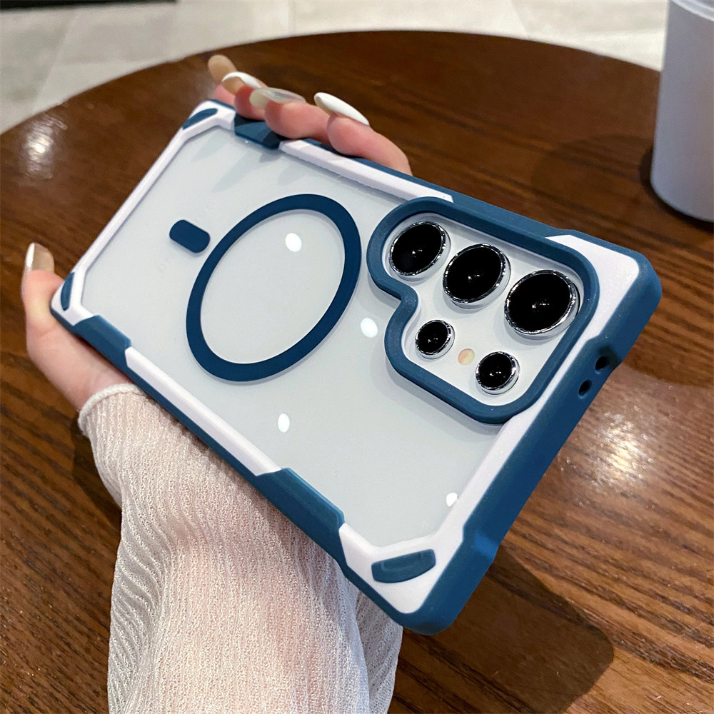 Contrast Color Magnetic Case For Samsung S24 Ultra S24 Plus For Magsafe Luxury Armor Shockproof Bump