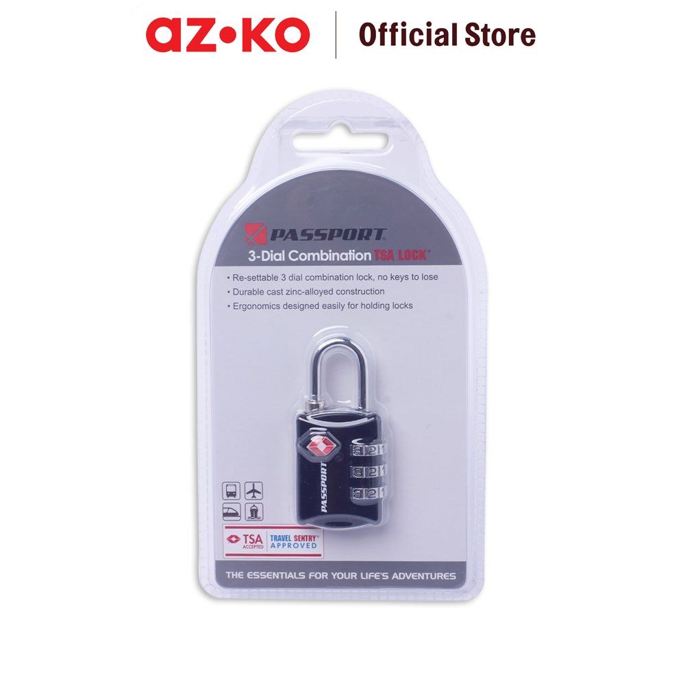 AZKO Passport Gembok Koper TSA Kombinasi Angka Tsa302 Kunci Besi Tsa Bag Padlock Pengunci Koper Alat