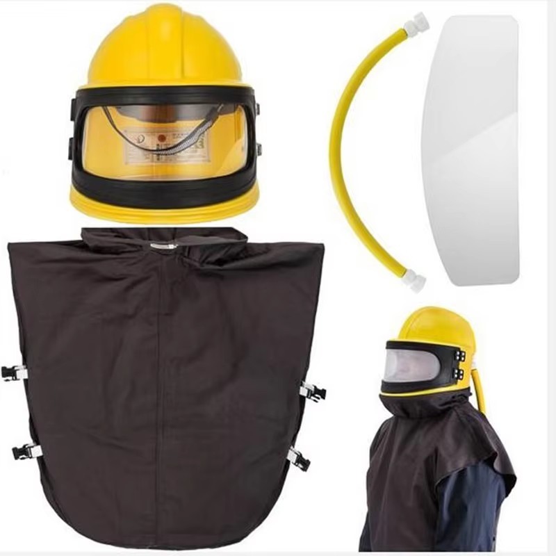 1 set of PVC material ABS sandblasting sandblasting protector sandblasting helmet sandblasting helme