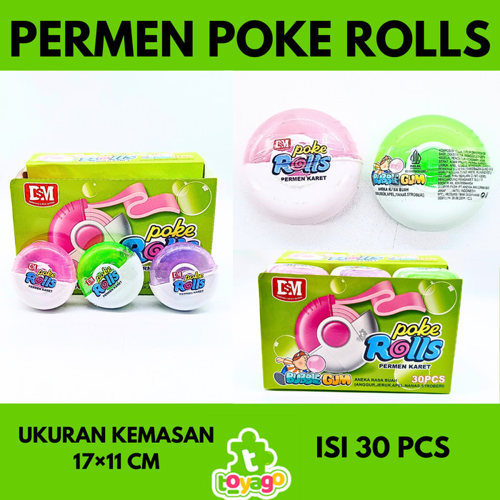 

DSM PERMEN KARET POKE ROLLS/BUBBLE GUM ISI 30 PCS GROSIR MURAH