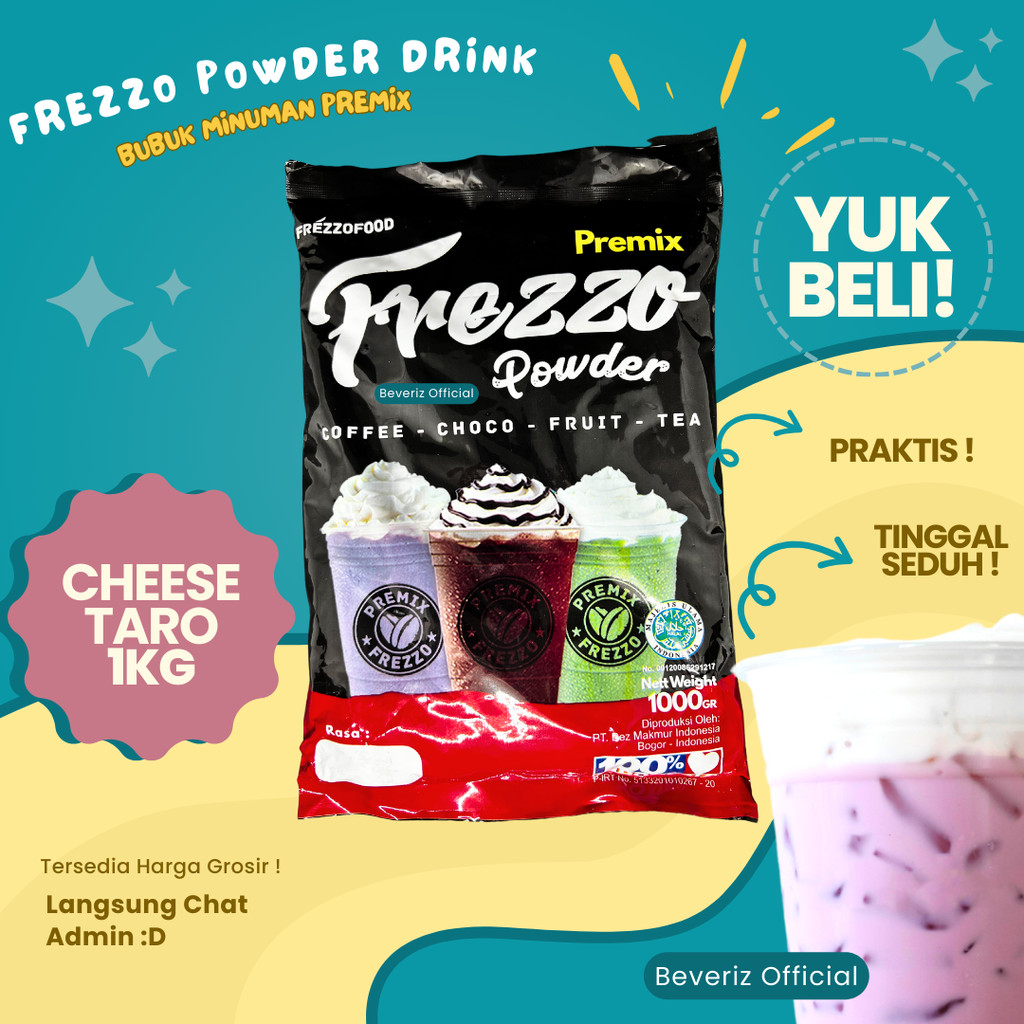 

BEVERIZ Frezzo Bubuk Minuman Rasa Cheese Taro | Boba Powder Drink 1Kg / 1000gram {Bisa COD} {tersedia harga grosir}