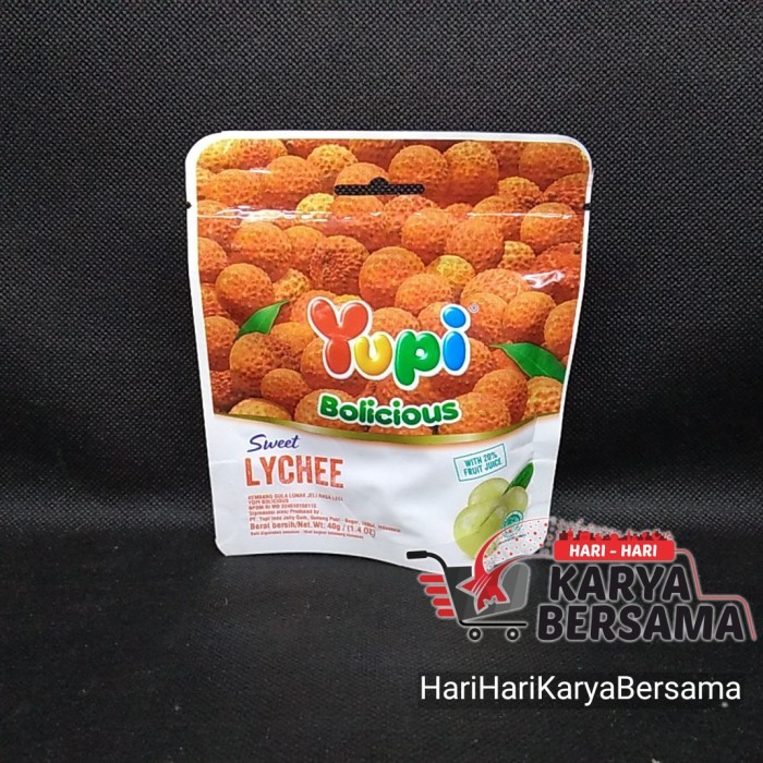 

MAKANAN RINGAN PERMEN JELLY YUPI BOLICIOUS SWEET LYCHEE 40GR