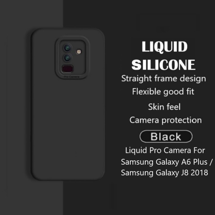 Softcase Black Matte Samsung A6 Plus /  Samsung J8  Silikon Case Pro Camera Hitam Polos Bahan Tebal 