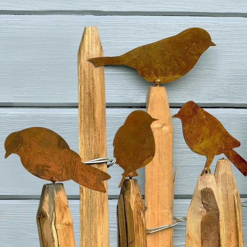 

4 Pcs/set Rusty Metal Bird Ornament Iron Crafts Birds Shaped Art Silhouette Sculpture Home Decor Outdoor Garden Fence Decoration