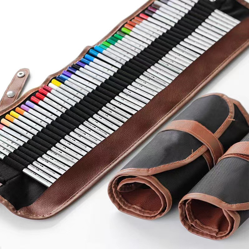 

AngelMark Canvas Roll Pen Curtain Pencil Bag Case 16/24/36/48/72/120 Holes Holder Storage Pouch Stationery School Supplies WC169