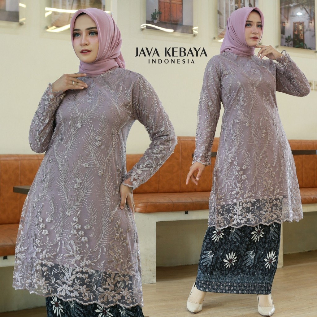 SHAKILA TUNIK _Lilac -    &  Atasan Brukat Kebaya Modern / Baju Kurung /   Kebaya Wisuda / Baju Wani