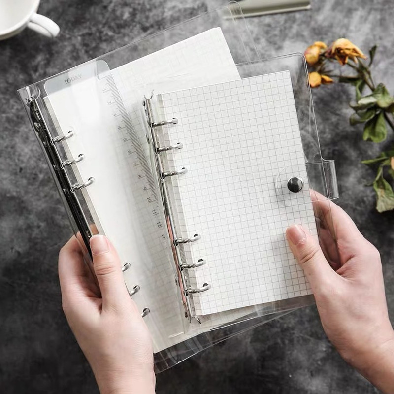 

A6 /A5Clear Soft PVC Notebook Binder Cover Planner 6-Ring Loose-Leaf Folder—Hibio Presrnt