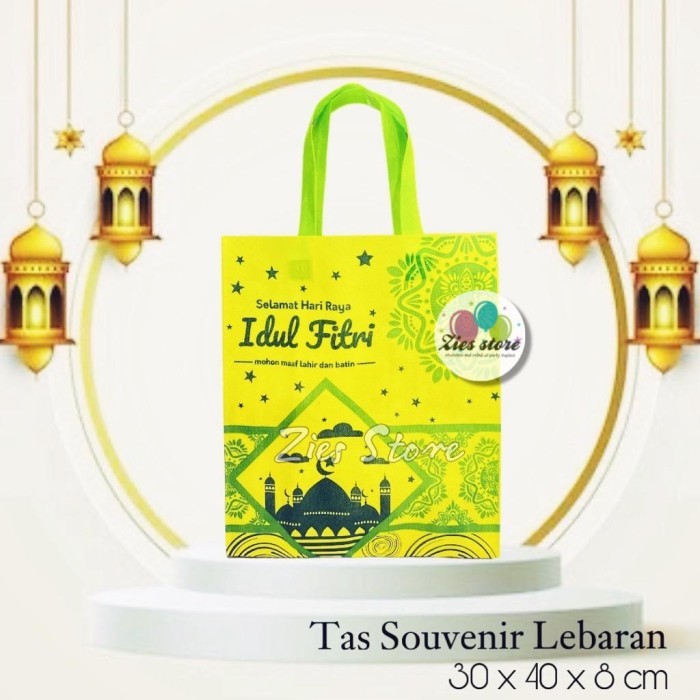 

(ISI 12) Tas souvenir Goodie bag kantong Idul Fitri Lebaran Ramadhan M - Kuning