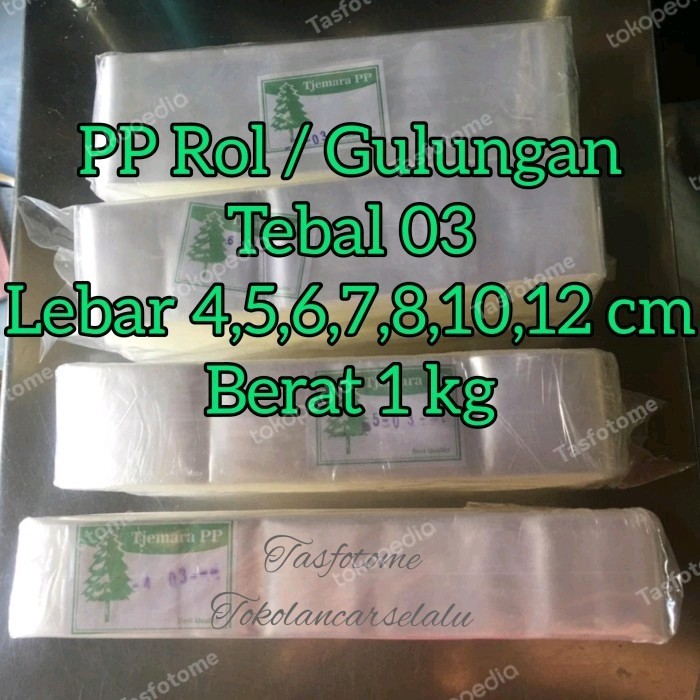 

Plastik PP Rol Roll 4 5 6 7 8 10 12 cm tebal 03 bening gulung panjang - 12cm x 03