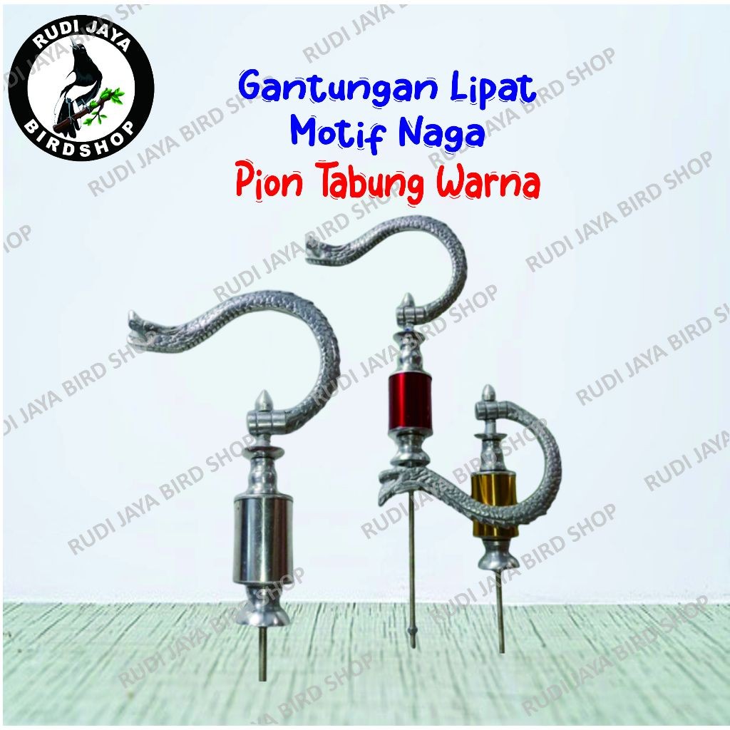 READY GANTUNGAN NAGA LIPAT SILVER LENGKAP PION TABUNG PENDEK SILVER 1 SET UNTUK CANTOLAN SANGKAR KOT