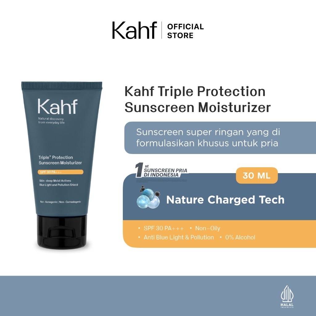 Kahf Triple+ Protection Sunscreen Moisturizer SPF 30 PA+++ 30 ml - Perawatan Wajah Sunscreen Cream P