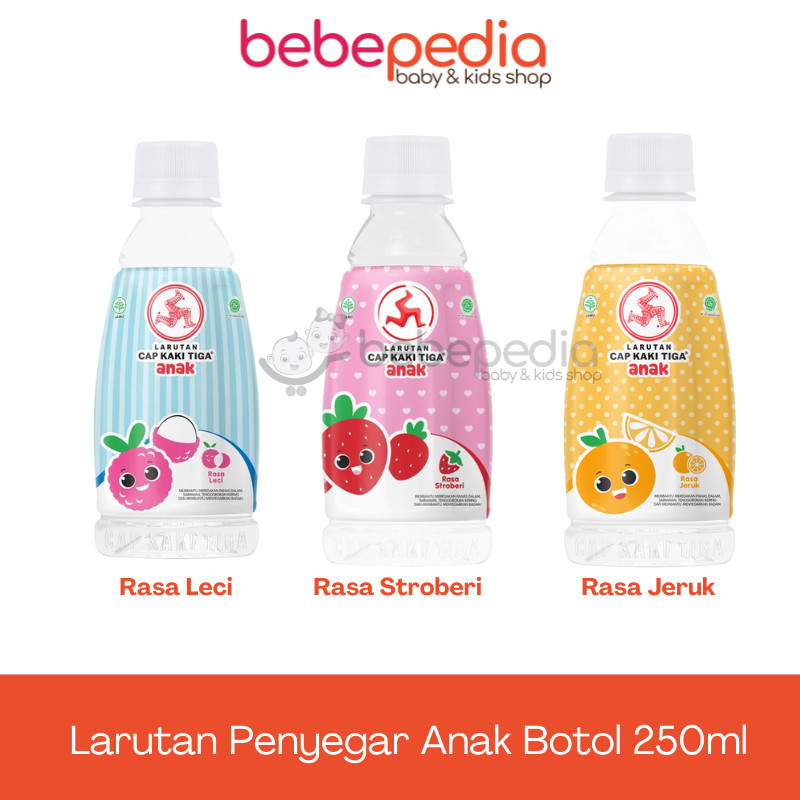 

Larutan Cap Kaki Tiga Anak Aneka Rasa Botol 250ml | Leci Strawberry Jeruk