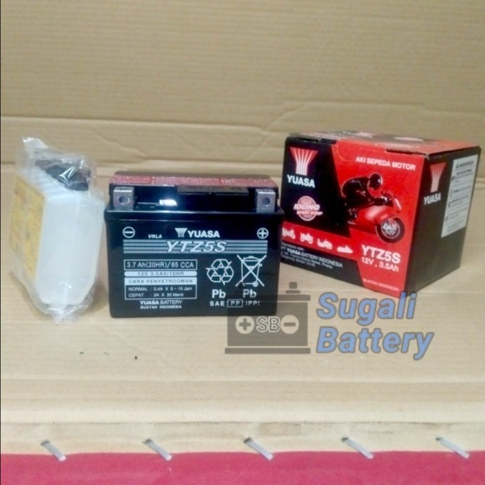 Aki Motor Suzuki Skywave, Skydrive, Spin, TS 200 RM YUASA YTZ5S MF kering 12Volt 3.7Ah