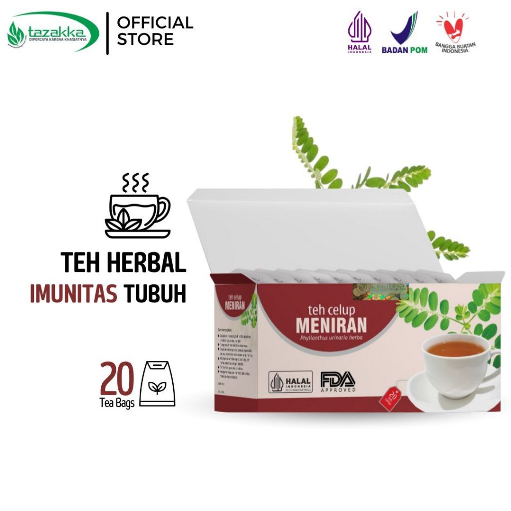 

TAZAKKA Teh Daun Meniran Kering Isi 20 Kantung Celup Minuman Herbal Vitamin Daya Tahan Tubuh