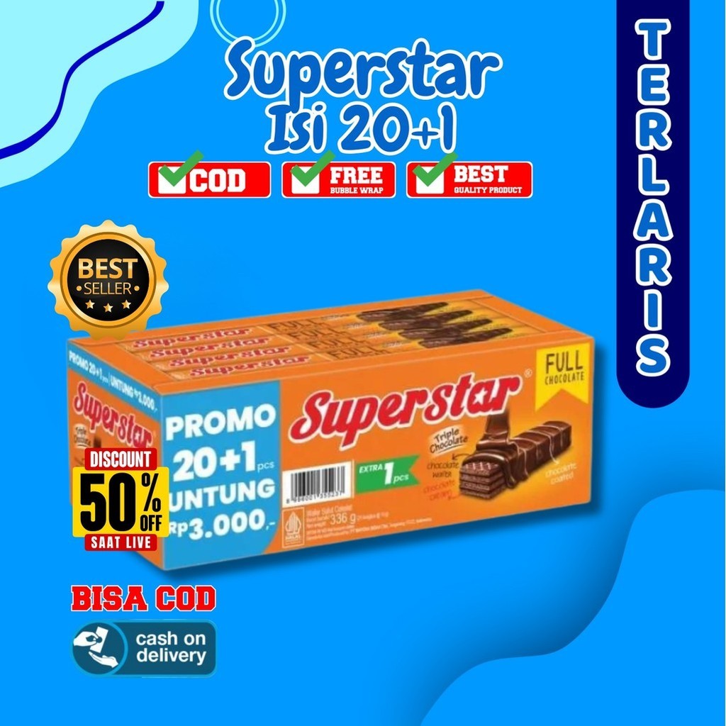 

Superstar Wafer Super Star Coklat Full Chocolate 16 gr x 20 Pcs BOX