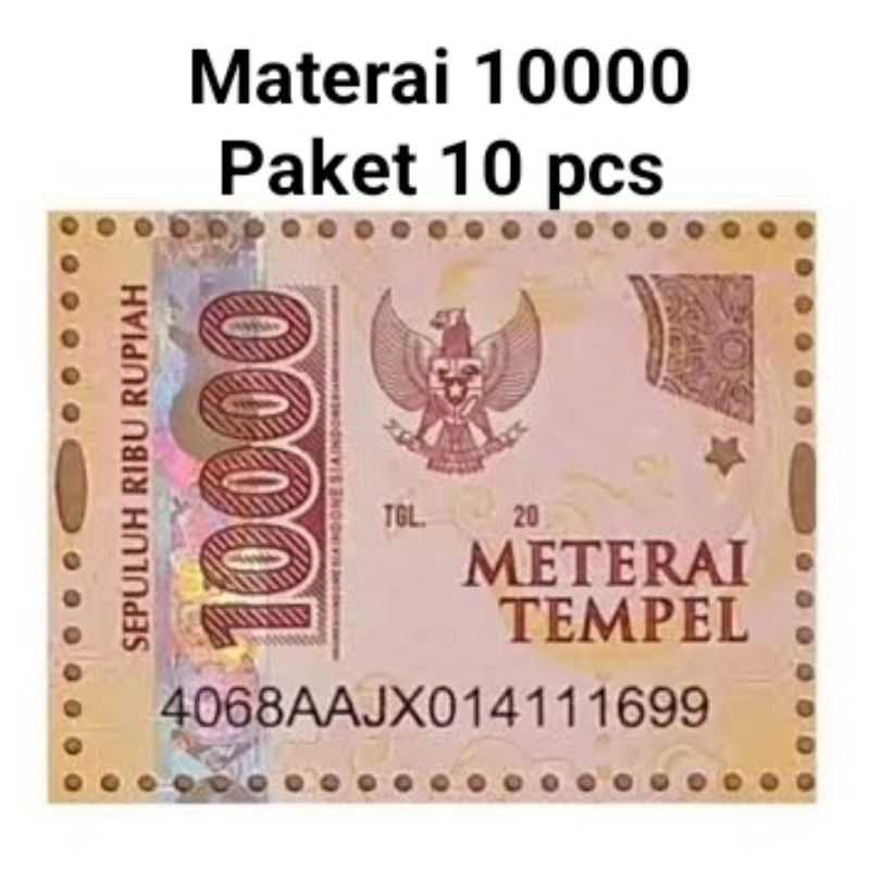 

Materai 10000 Paket ( Per 40 pcs/keping) RESMI PERURI