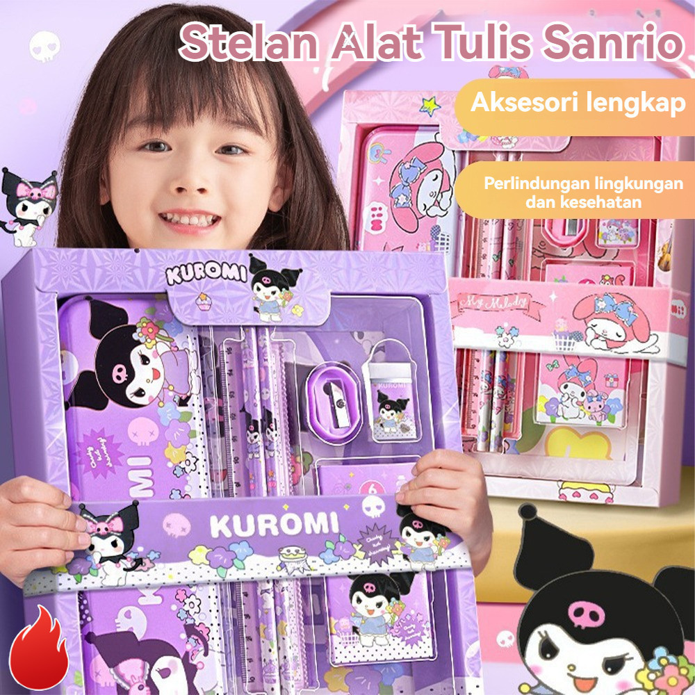 

【READY STOCK】 Kotak Pensil Anak Set 7 in 1 Stationery Hadiah Anak Sanrio Alat Tulis Set Kuromi My Melody Cinnamoroll
