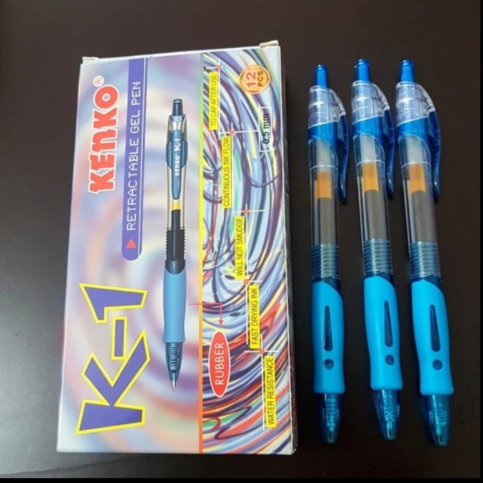 

TERLARIS PULPEN GEL KENKO K-1 0.5 PER LUSIN HTM/BIRU - Biru