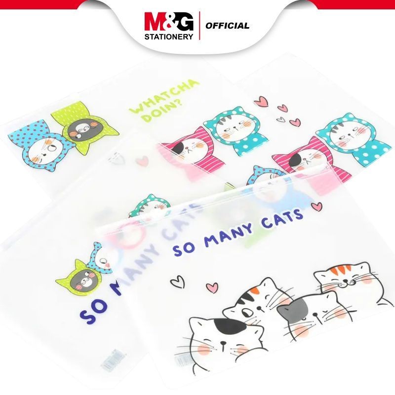 

M&G A5 transparent karakter kucing Zipper Bag Tas Dokumen