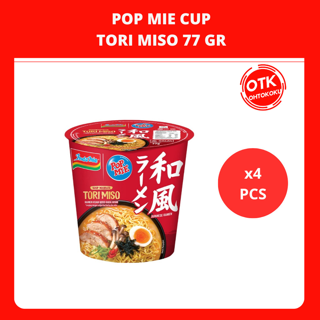 

Pop Mie Mi Instan Cup Premium Rasa Tori Miso Japanese Ramen 77 gr x 4 pcs