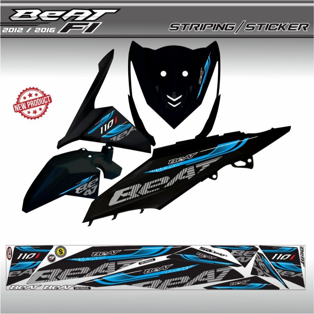 STRIPING STIKER VARIASI HONDA BEAT FI 2013 - 2015/ STIKER  POLETMOTOR BEAT FI MOTIF KEREN