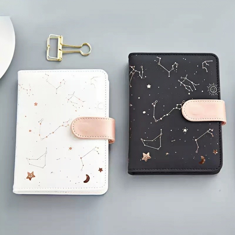 

CARAT Planner Notebook Undated Starry sky A6 Small diary Fullyear planner Undated Daily&Monthly plan Soft leather cover