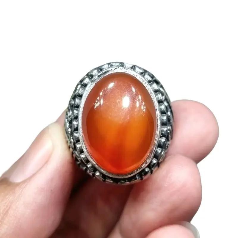 cincin orange chalcedony / batu sulaiman asli natural