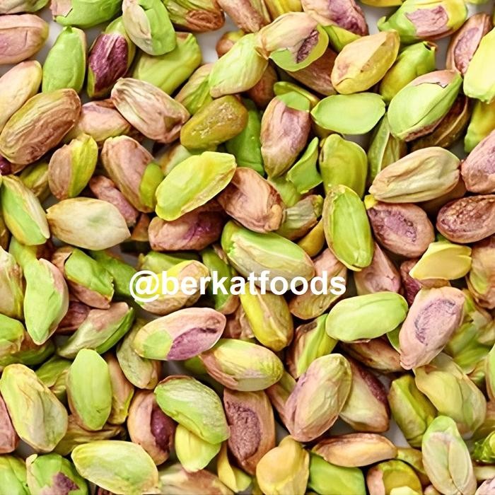 

Raw Pistachios Kernels / Kacang Pistachio Mentah Kupas Biji Kunafa / Fustuk Nuts Tanpa Kulit Import