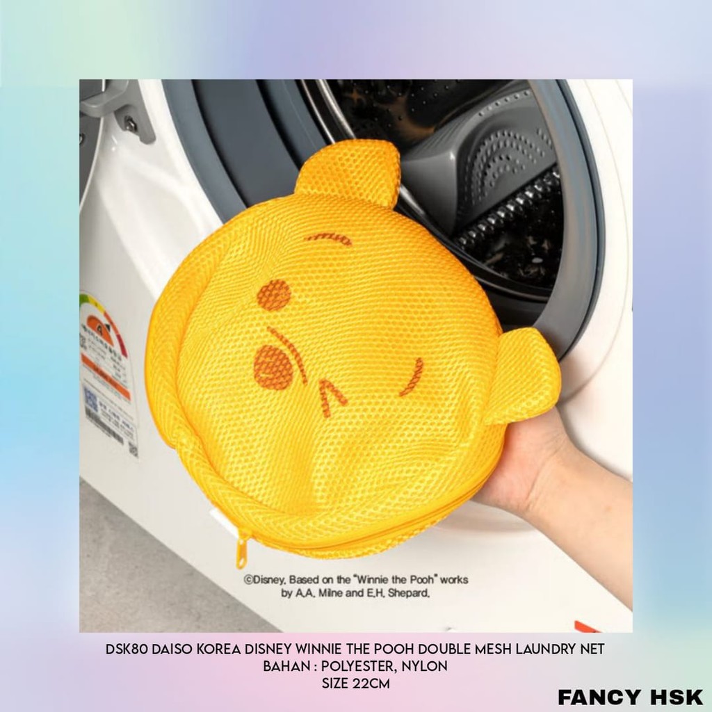 KOREA DAISO DISNEY POOH MESH LAUNDRY OR TARPAULIN BAG DSK80